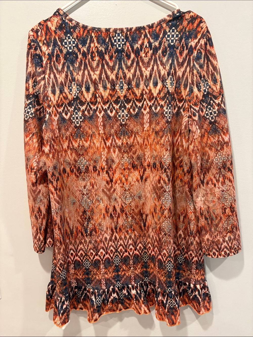 Textured Orange Ikat Scoop-Neck Tunic by Song n Spirit ptp 19 boho - Picture 8 of 8